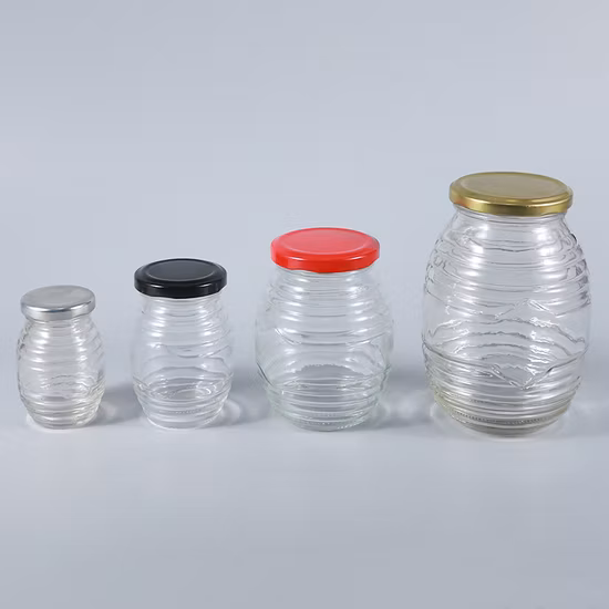 正方形または丸いハニージャーナッツガラスボトル収納ガラス製品